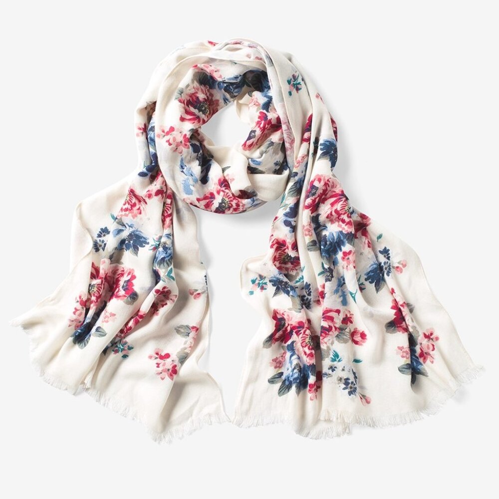 White House Black Market Floral-Print Gauzy Scarf